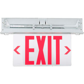 LED Edge-Lit Combo Exit/Emergency Unit with NiMH Battery, Red LEDs, Recessed Mount, Double Face