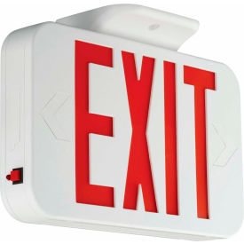 LED Exit Sign with Self-Diagnostics, Nicad Battery, White with Red Letters, 120/277V