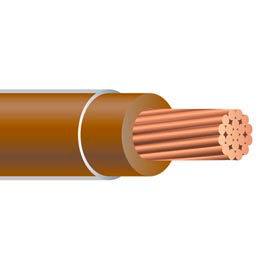 6 Gauge Building Wire, Stranded Type, Brown, 500 ft