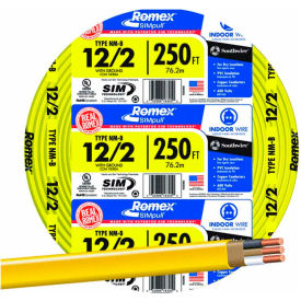 Romex SIMpull cable with Ground, Yellow, 12/2 Awg, 250 ft