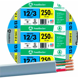 Underground Feeder Cable, 12/3 AWG, 250 ft