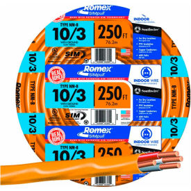 Romex SIMpull Cable with Ground, Orange, 10/3 Awg, 250 ft