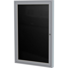 Enclosed Letter Board - Outdoor / Indoor - 1 Door - Black Letterboard w/Silver Frame - 36"x30"