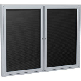 Enclosed Letter Board - Outdoor / Indoor - 2 Door - Black Letterboard w/Silver Frame - 36"x60"