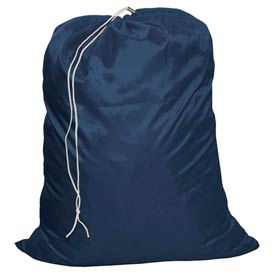 15" Drawcord Bag, Nylon, Blue, Straight Bottom