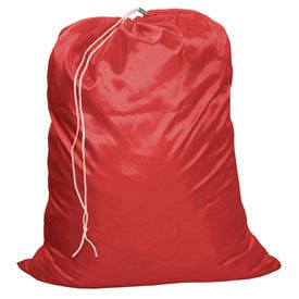 15" Drawcord Bag, Nylon, Red, Straight Bottom