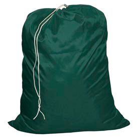 18" Drawcord Laundry Bag, Nylon, Green, Straight Bottom