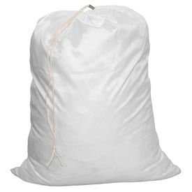 25" Drawcord Laundry Bag, Nylon, White, Straight Bottom