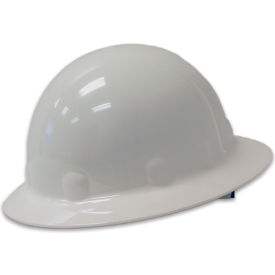 Fibre-Metal Full Brim Hard Hat, Ratchet Suspension, White, HDPE, E1 Series