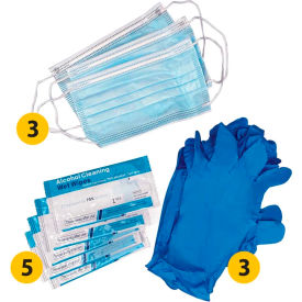 Work-Day Disposable Safety Pack, Includes Masks, Gloves & Wipes
