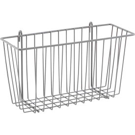 Epoxy Coated Steel Storage Basket for Wire and Wall Shelving 13-3/8"W x 5"D x 7"H Gray