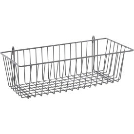 Epoxy Coated Steel Storage Basket for Wire and Wall Shelving 17-3/8"W x 7.5"D x 5"H Gray