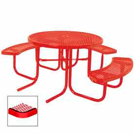 46" Round Picnic Table, ADA Compliant, Red
