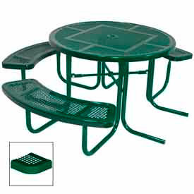 46" Round Picnic Table, ADA Compliant, Perforated Metal, Green