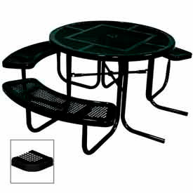 46" Round Picnic Table, ADA Compliant, Perforated Metal, Black