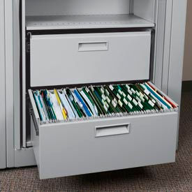 Rotary File Cabinet Components, Letter File/Storage Drawer, Locking, Light Gray
