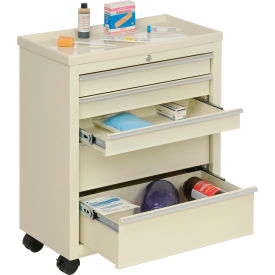 Classic 5-Drawer Medical Bedside Cart, Key Lock, Beige