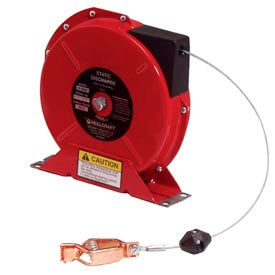 50' Static Discharge Grounding Reel Spring Retractable w/ Nylon Coated Cable