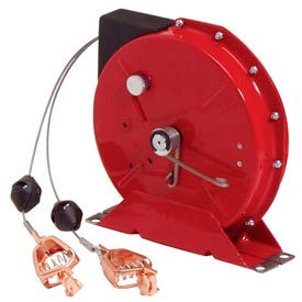 Static Discharge/Grounding Reel, 50ft Cable, w/Dual Clamps on end