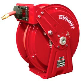 Heavy-Duty Spring Retractable Compact Dual Pedestal Hose Reel, 3/8"x50' 300 PSI
