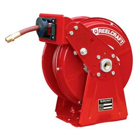 1/4"x 50' 300 PSI Heavy Duty Spring Retractable Compact Dual Pedestal Hose Reel