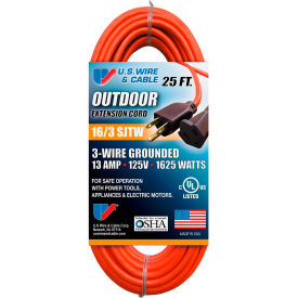 25 Ft. Three Conductor Orange Extension Cord, 16/3 Ga. SJTW-A, 300V, 13A