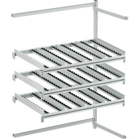 FiFo Flow Rack, Side-Rear Extension, ESD, 54-44/83"W x 28-47/50"D x 73-3/13"H, 3 Levels-Gray