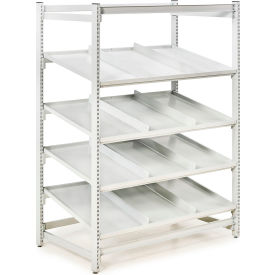 FiFo Flow Rack, 83"W x 31-49/71"D x 73-3/13"H, 4 Steel Shelves, 485 Lb. Cap.- Gray