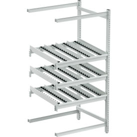 FiFo Flow Rack, Side Extension ESD, 36"W x 31"D x 73"H, 3 Levels - Gray