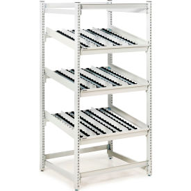 FiFo Flow Rack, 36-27/37"W x 31-49/71"D x 73-3/13"H, 3 Levels - Gray