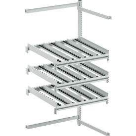 FiFo Flow Rack M36, Side-Rear Extens. ESD, 36-27/37"W x 28-47/50"D x 73-3/13"H,3 Levels-Gray