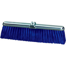 24"W Push Broom Head with Heavy-Duty Blue Polypropylene Bristles and Steel Frame