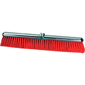 18"W Push Broom Head with Red Polypropylene Bristles and Steel Frame