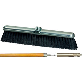 36"W Polypropylene Push Broom with Stiff Center & Fine Border Bristles & 60"L Handle