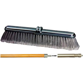 18"W Push Broom Head with Flagged Tip Fine PVC and 60"L Sectional Handle
