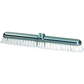 18" Long Steel Back White Deck Scrub with Stiff Polypropylene Bristles