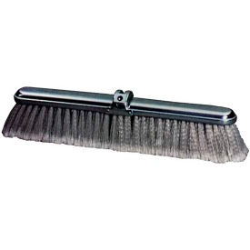24"W Push Broom Head with Flagged Tip Fine Styrene Bristles and Steel Frame