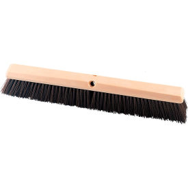 18"W Heavy-Duty Push Broom Head with Stiff Brown Polypropylene Bristles