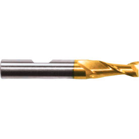 HSS-Cobalt 2-Flute TiN Square End Mill, 1/4" x 3/8" x 1/2" x 2-7/16"