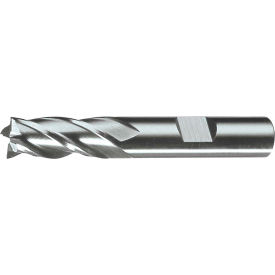 HSS 4-Flute Bright Square Single End Mill, 1/4" x 3/8" x 5/8" x 2-7/16"