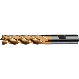 HSS 4-Flute TiN Square Single End Mill, 1" x 1" x 2" x 4-1/2"