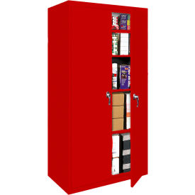 Fixed Shelf Storage Cabinet, 30"W x 18"D x 72"H, Red, All-Welded