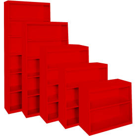 All-Welded Bookcase, 36"Wx13"Dx72"H, Red