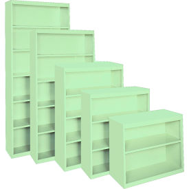 All-Welded Bookcase, 36"Wx18"Dx84"H, Pastel Green
