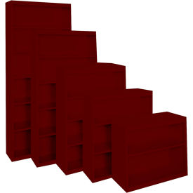 All-Welded Bookcase, 36"Wx13"Dx84"H, Wine Red