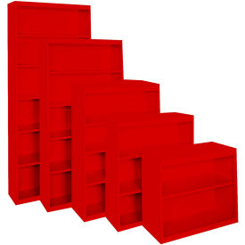 All-Welded Bookcase, 36"Wx13"Dx84"H, Red