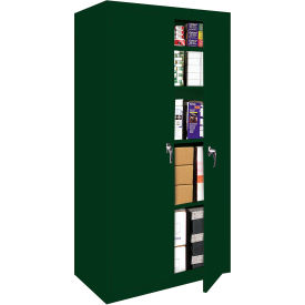Fixed Shelf Storage Cabinet, 30"W x 15"D x 72"H, Hunter Green, All-Welded