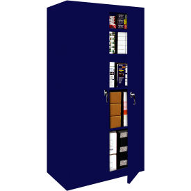 Fixed Shelf Storage Cabinet, 42"W x 18"D x 72"H, Navy, All-Welded