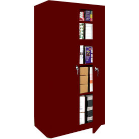 Fixed Shelf Storage Cabinet, 30"W x 15"D x 72"H, Wine Red, All-Welded
