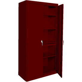 Steel Cabinets USA Storage Cabinet, 48"W x 24"D x 72"H, Wine Red, All-Welded